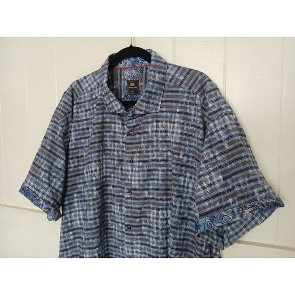 Sloane 044 Reeves Button Up Shirt Mens 5X Blue Cotton Convertible Short Sleeve - Picture 12 of 16